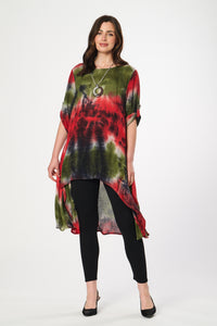 Saloos Dipped Back Tie Dye Dress with Necklace