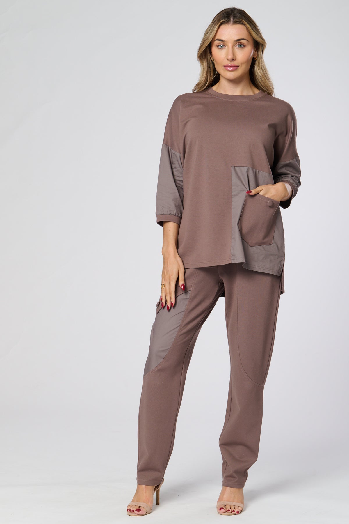 Saloos Double Fabric Top with Front Patch Pocket