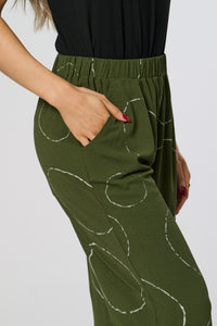 Saloos Roll Up Trousers With Circle Print & Side Pockets