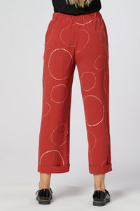 Saloos Roll Up Trousers With Circle Print & Side Pockets