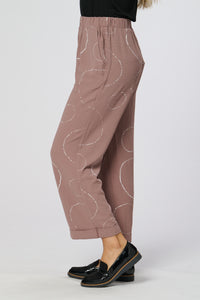 Saloos Roll Up Trousers With Circle Print & Side Pockets