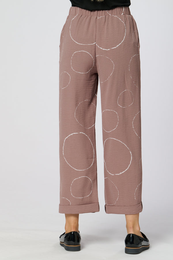 Saloos Roll Up Trousers With Circle Print & Side Pockets