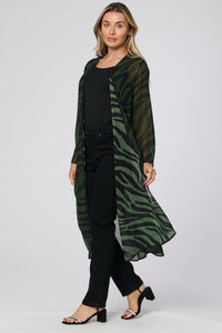 Saloos Chiffon Zebra Print Long Sheer Jacket