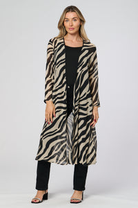 Saloos Chiffon Zebra Print Long Sheer Jacket