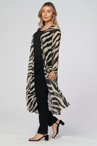 Saloos Chiffon Zebra Print Long Sheer Jacket