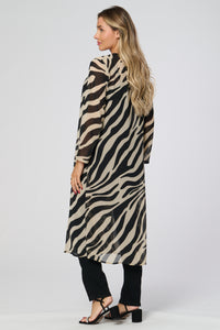 Saloos Chiffon Zebra Print Long Sheer Jacket