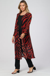 Saloos Chiffon Zebra Print Long Sheer Jacket