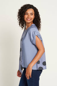 Saloos Front Diagonal Button Detail Top