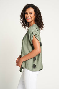 Saloos Front Diagonal Button Detail Top