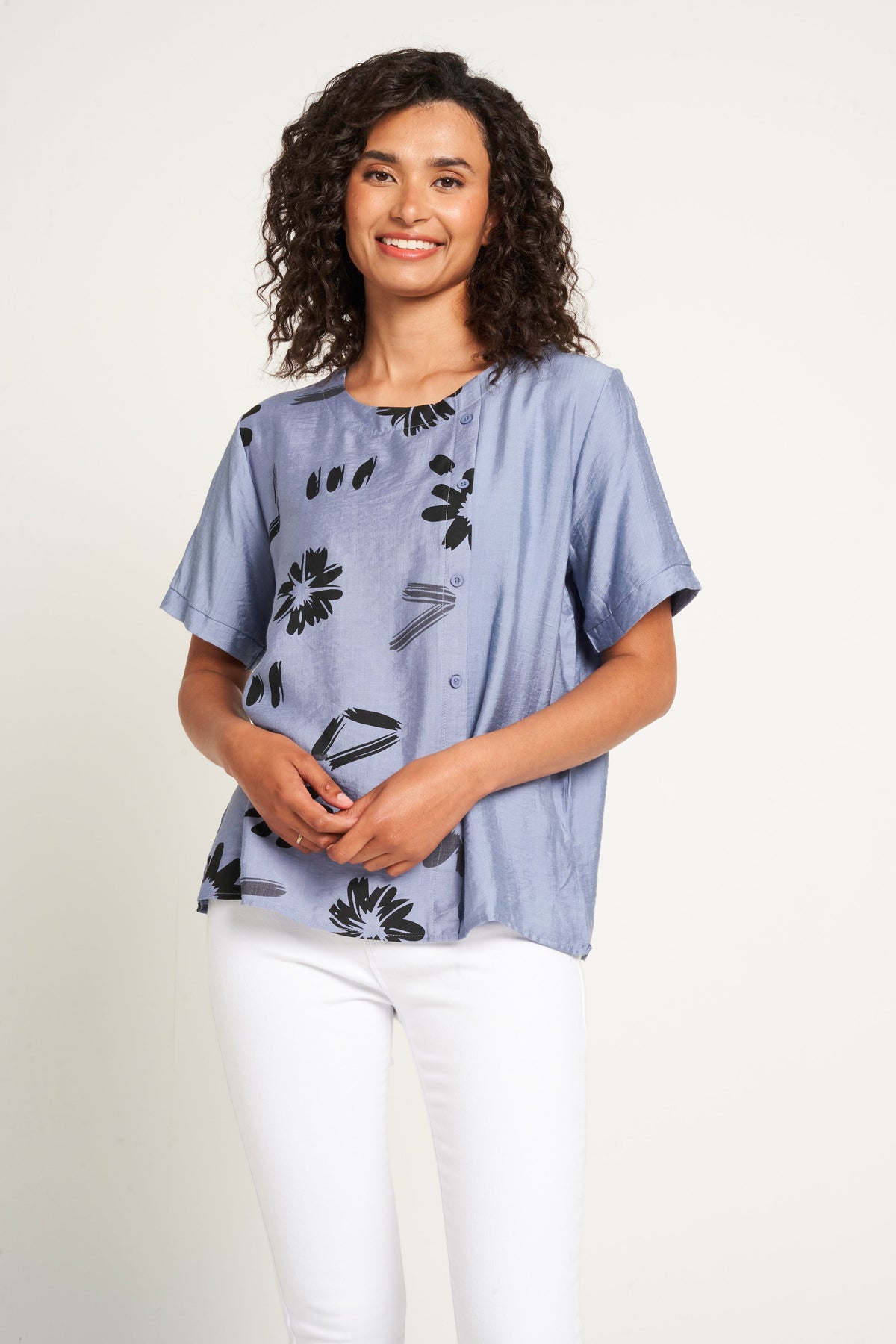 Saloos Front Printed Panel Oversized Top