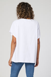 Saloos Oversized Tee with Front Metallic Floral Motif