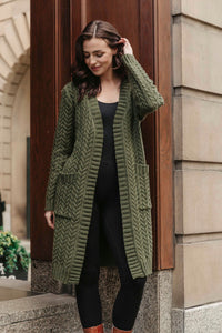 Saloos Long Cable Knit Cardigan with Pockets