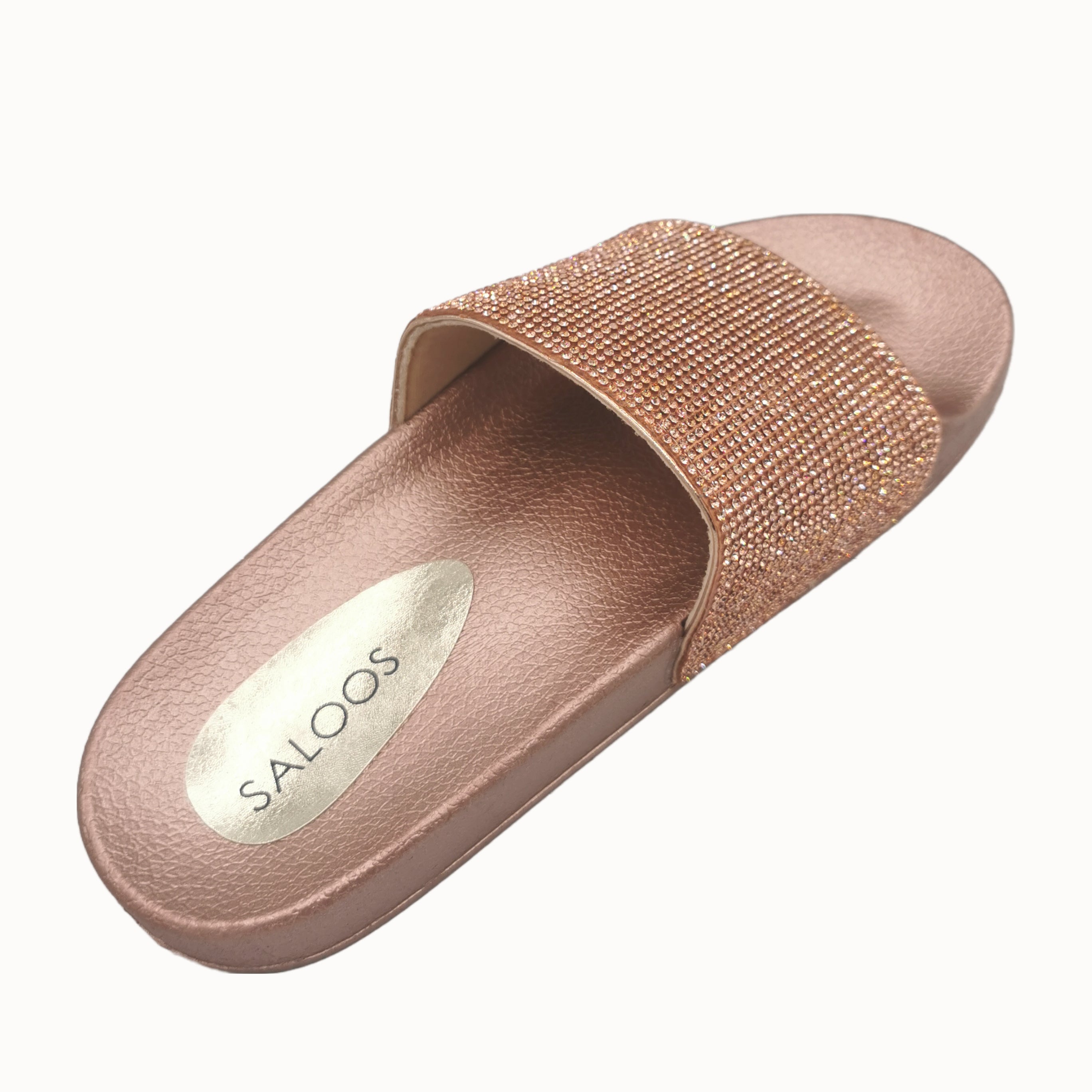 Rose gold diamante sliders shops