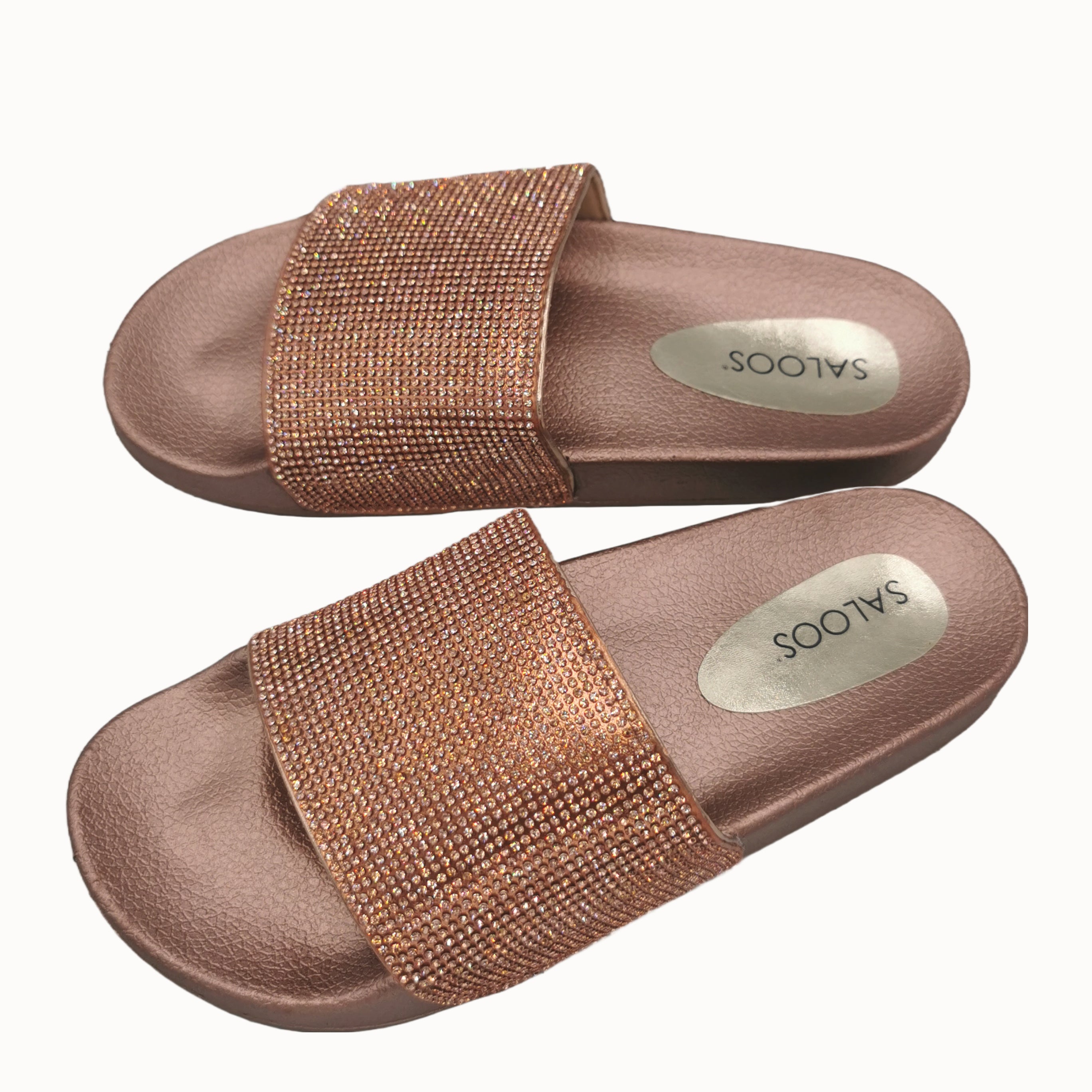 Rose gold hot sale diamante sliders