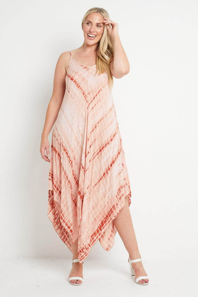 Saloos Dress Terracotta / 12 Diagonal Print Strappy Maxi Dress