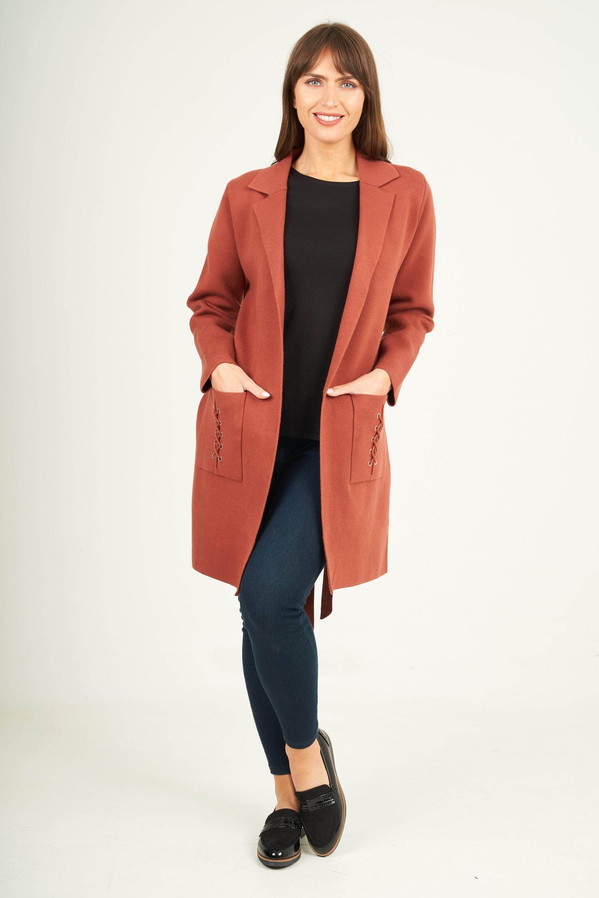 Saloos Jacket Knitted Belted Jacket With Pockets