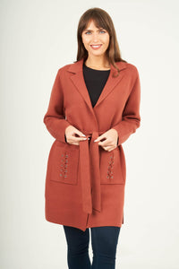 Saloos Jacket Knitted Belted Jacket With Pockets