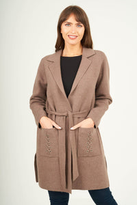 Saloos Jacket Knitted Belted Jacket With Pockets