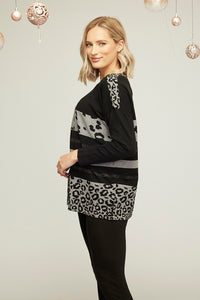 Saloos Animal Printed Colour Block Jumper