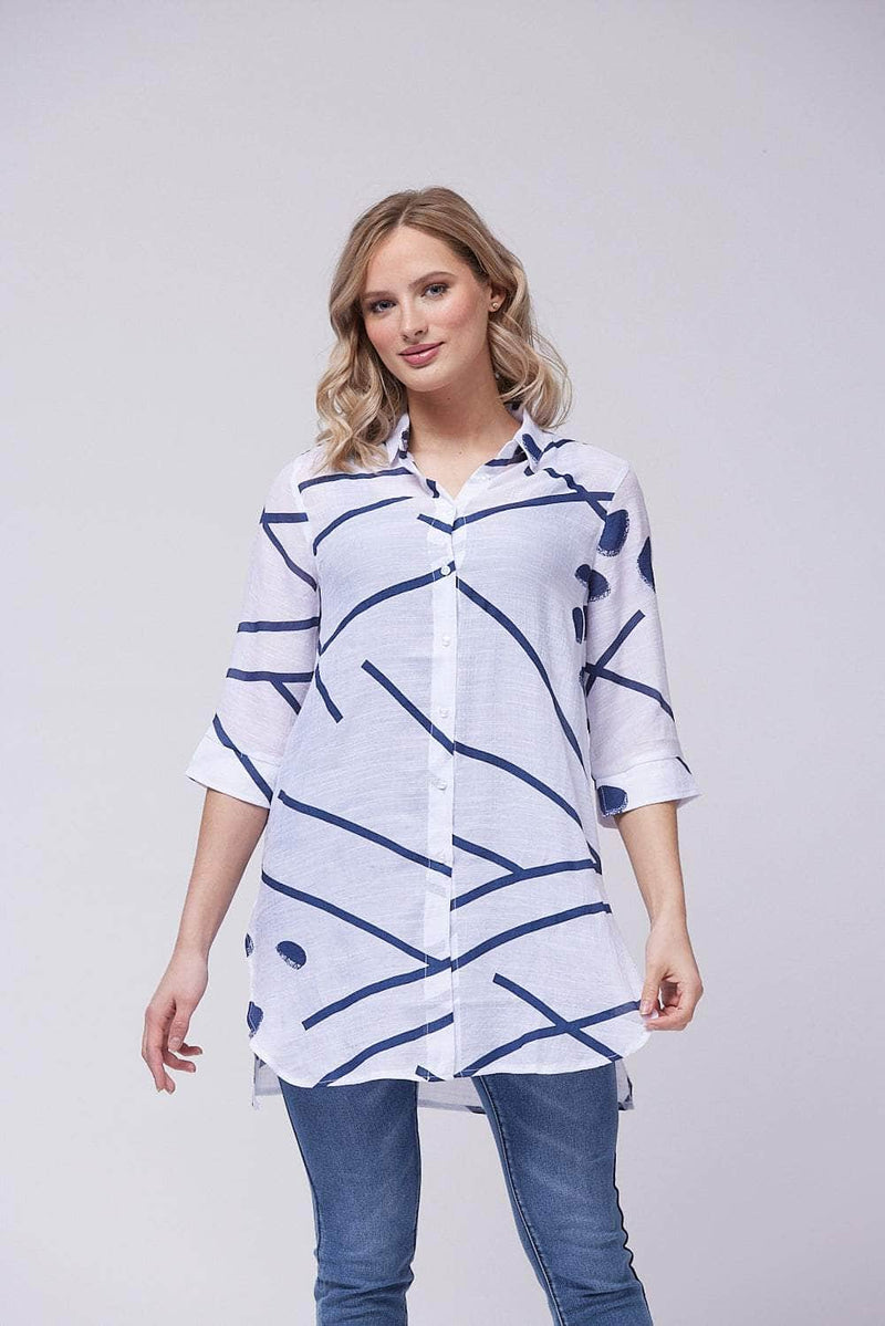 FP-A Shirt Navy / UK: 10 - EU: 36 - US: XS Saloos Breezy Button-Through Shirt