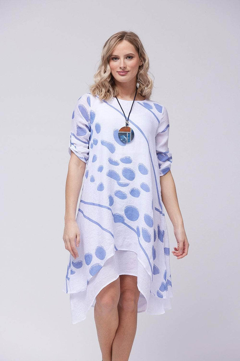 FP-D Dress Denim / UK: 10 - EU: 36 - US: XS Saloos Double-Layered Midi-Dress with Necklace