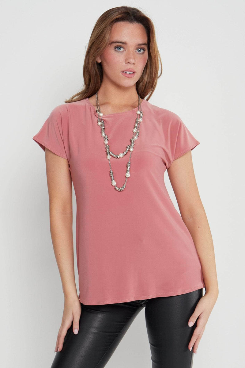 Saloos Top Essential Extended-Shoulder Top with Necklace