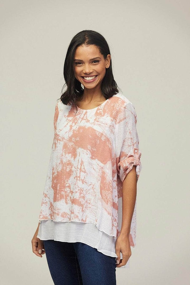 Saloos Top Saloos Lightweight Double Layer Top with Necklace