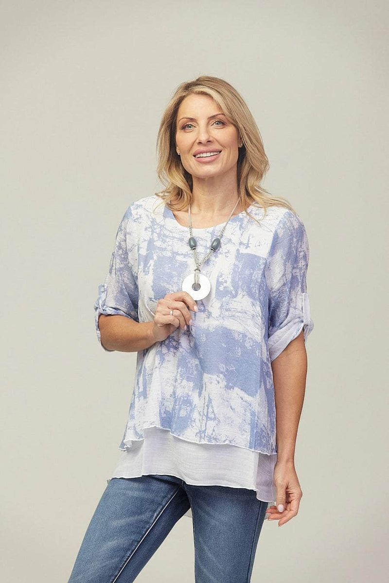 Saloos Top Saloos Lightweight Double Layer Top with Necklace